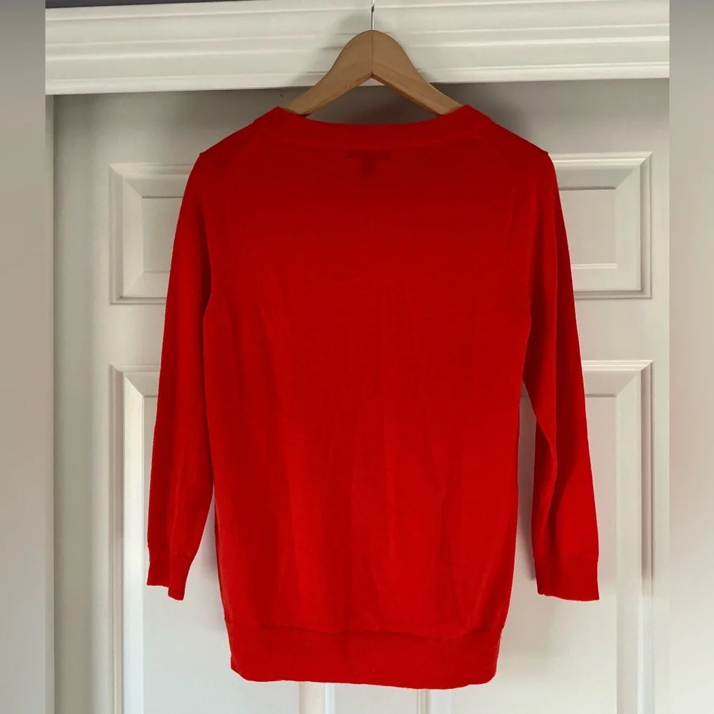 J. Crew Vibrant Red Merino Wool Crew Neck Knitted Sweater M